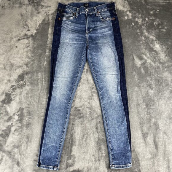 Citizens Of Humanity Blue Denim Rocket Crop High Rise Skinny Jeans Size 26 - Picture 1 of 11